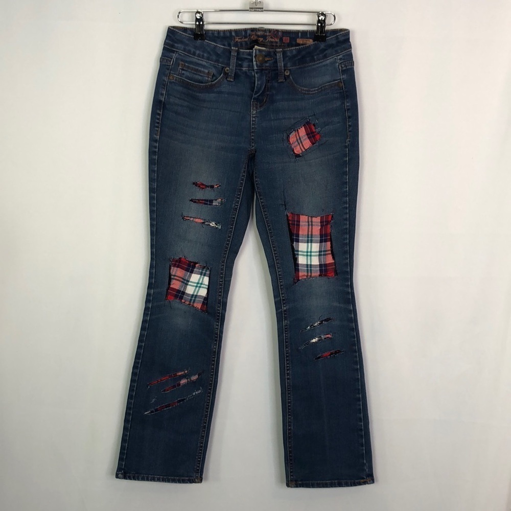 Faded Glory Jeans Patched Ultimate Boot Dark Washed Size 4